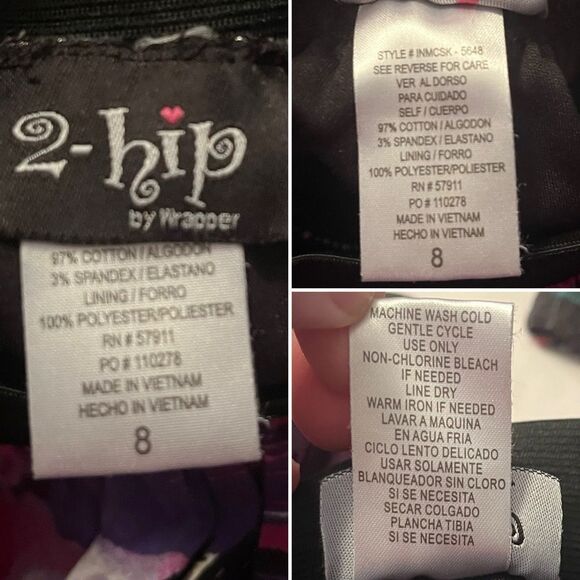 2 Hip by Wrapper Vibrant Abstract A-Line Mini Skirt Pink Black Girls 8 - Picture 9 of 11